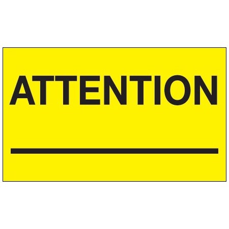 Bsc Preferred 3 x 5'' - ''Attention _'' Fluorescent Yellow Labels BUY00024032